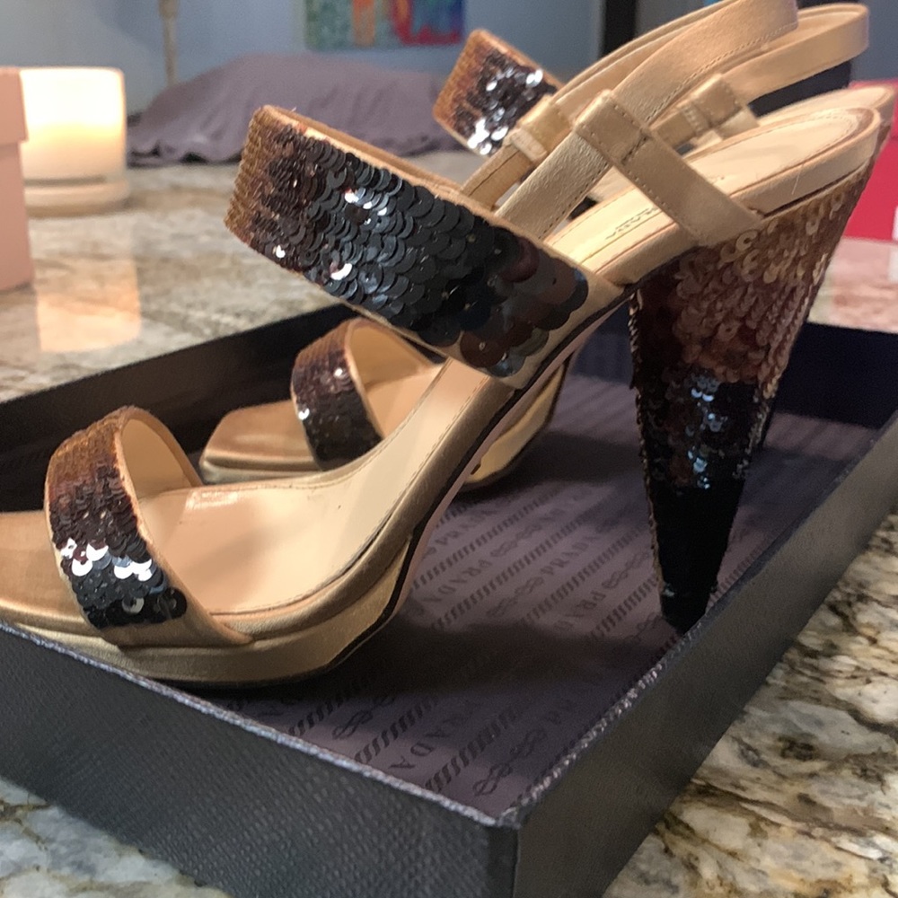 Sequined Prada heel.